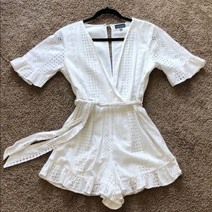 White eyelet romper from TopShop. Size 8